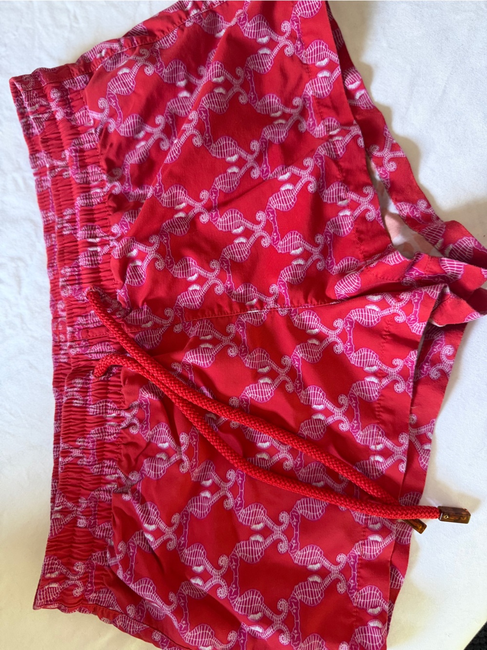 Vilebrequin Pink and Red Seahorse-Print Swim Shorts